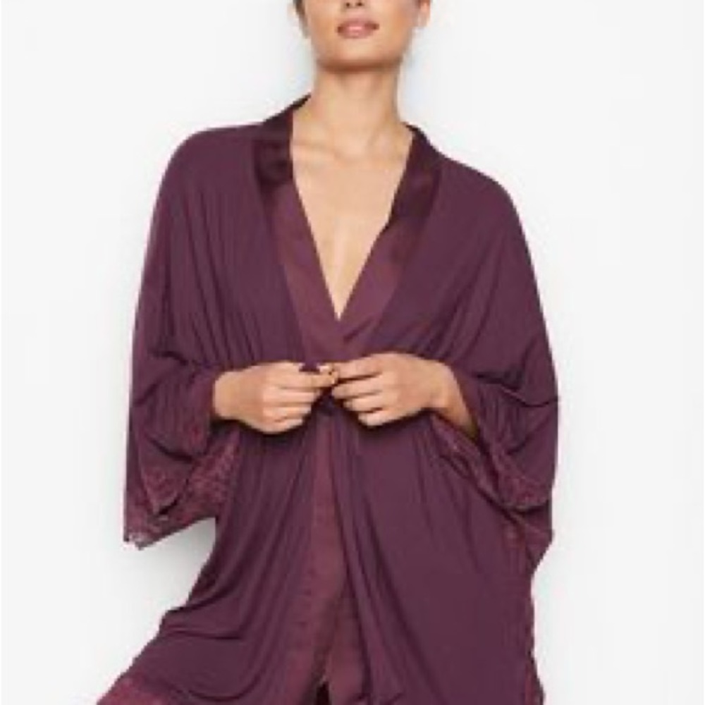 Victoria’s Secret Plum Lace Trim Modal Robe
